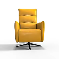 Modern Yellow Leather Single Sofa With Comfortable Backrest And Black Base 3d model