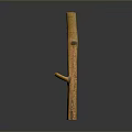 Handmade Brown Wooden Cane With Curved Handle And Natural Grain Texture Design