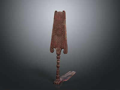 Traditional Wooden Carved Decorative Stand With Intricate Patterns And Base Plate 3d model
