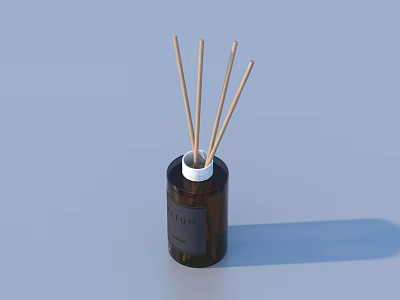 Brown Glass Aromatherapy Reed Diffuser Bottle With White Cap And Sticks 3d model
