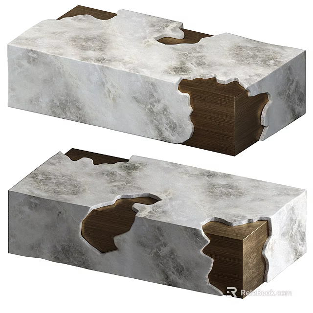 Elegant Modern Coffee Table With Marble Top And Wooden Accents Unique Design 3d model 
