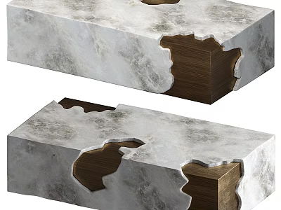 Elegant Modern Coffee Table With Marble Top And Wooden Accents Unique Design 3d model