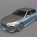 Modern Silver Luxury Electric Sedan With Sleek Design And Blue Accents