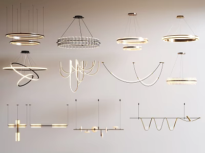 Elegant Modern Ceiling Lighting Combinations With Various Geometric And Curved Fixture Designs 3d model