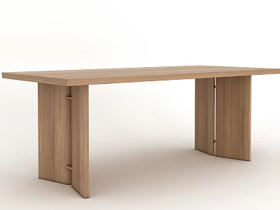 Wooden Dining Table Modern Minimalist Design With Rectangular Top And Solid Wood Legs 3d model