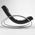 Modern Black Leather Leisure Chair with Silver Metal Curved Frame and Comfortable Design