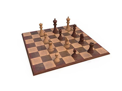 Household Wooden Chess Set with Brown White Checkerboard and Chess Pieces 3d model Household Wooden Chess Set with Brown White Checkerboard and Chess Pieces 3d model