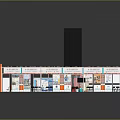 Exhibition Booth 3D Design With Multiple Sections Tables Chairs Tall Black Structure And Colorful Layout