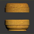 Open Golden Storage Box With Carved Patterns And Removable Lid