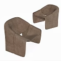 Modern Brown Velvet Leisure Chairs With Curved Structure And Minimalist Design