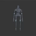 Black Humanoid Robot With Metallic Mechanical Structure Standing On Dark Background 3d model
