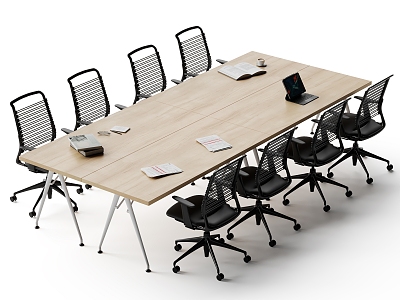 Modern conference table and chair combination 3d model