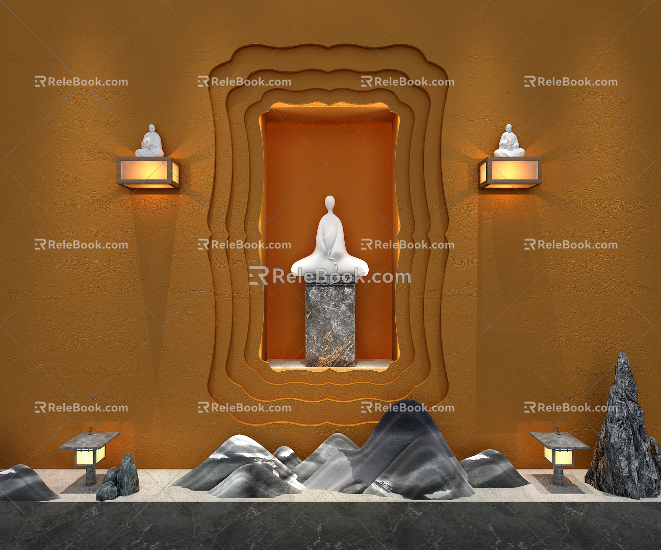 new chinese-style buddha cabinet buddha niche 3d model