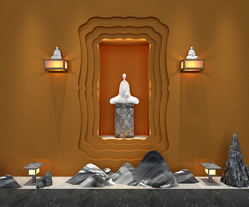 new chinese-style buddha cabinet buddha niche 3d model