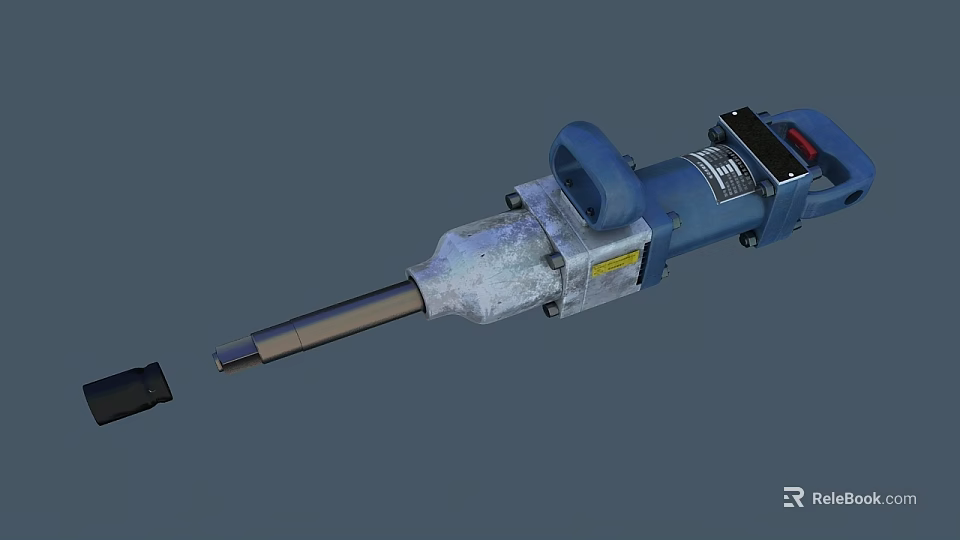 Industrial Blue Electric Demolition Hammer With Metal Chisel And Power Motor 3d model 