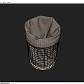 Household Trash Can with Metal Grid Design and White Liner Bag