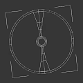 Minimal Black And White Circular Wheel Object With Central Hole And Spokes