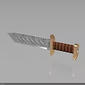 Tactical Weapon Knife With Slotted Blade Red Brown Striped Handle And Metallic Accents