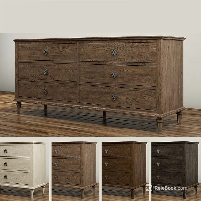 Wooden Dresser With Multiple Drawers And Classic Design In Different Colors 3d model 