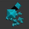 Turquoise Blue 3D Rendered Crystal Cluster With Geometric Shapes And Glossy Surface