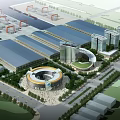 Modern Large Scale Industrial Plant Complex With Office Buildings And Green Landscaping