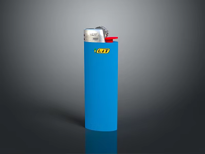 Blue Cylindrical Object With Silver Red Top And Yellow LIFT Logo 3d model