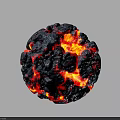 Molten Volcanic Rock Sphere With Black Exterior And Flowing Red Orange Magma