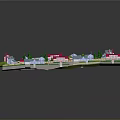3D Residential Community Model With Colorful Houses Curved Roads Green Lawns And Trees