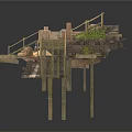 Rustic Elevated Wooden Structures With Platforms Walkways And Architectural Design