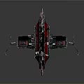Mechanical Weapon With Red And Silver Gear Structure And Central Firing Mechanism
