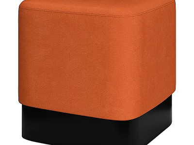 Orange Square Sofa Stool With Black Base Modern Stylish Home Decor Piece 3d model