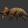 Realistic Triceratops Dinosaur With Detailed Frill Pattern And Scaly Skin Texture