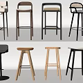Various Modern Bar Stools With Different Designs And Materials For Home Decor 3d model