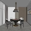 Elegant Hotel Mahjong Room With Modern Mahjong Table Comfortable Chairs And Decorative Painting 3d model