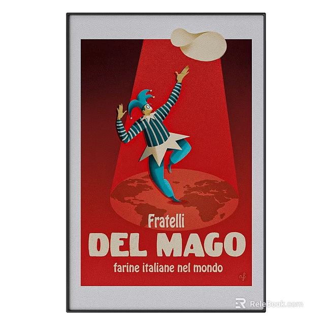 Jester Portrait Painting In Striped Outfit On Red Background With Globe 3d model 