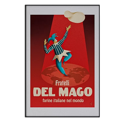 Jester Portrait Painting In Striped Outfit On Red Background With Globe 3d model