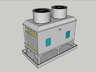 Industrial Air Conditioning Fan With Dual Cylindrical Top Units And Grille Structure 3d model