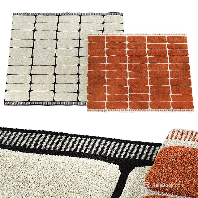 Stylish Square Rugs With Geometric Patterns And Colors 3d model 