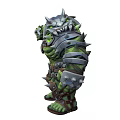 Green Muscular Fantasy Character And Fierce Spiked Metal Armor Creature With Chains