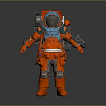 Game Movie Character In Red And Blue Astronaut Suit With Backpack 3D Rendered