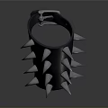 Black Spiked Gauntlet Weapon With Metal Spikes And Rivets On Leather Base