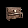 Vintage Wooden Piano With Candle Holders And Picture Frame For Art Supplies
