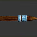 Textured Wooden Pen With Blue Metal Band And Conical Tip