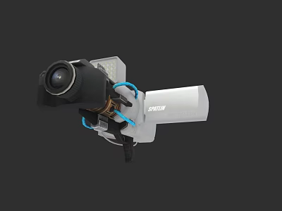 Tactical Weapon Optic Sight with EOTECH Brand Blue Cables and Lens 3d model