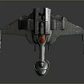 Futuristic Cosmic Spacecraft Model With Metallic Wings Red Core And Detailed Structure