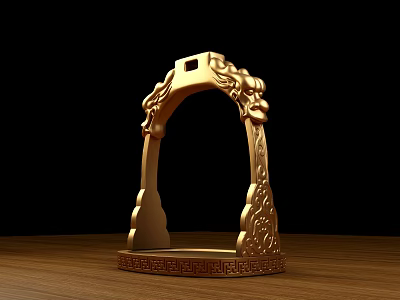 Golden Stirrup With Intricate Carved Patterns For Equestrian Sports Equipment 3d model