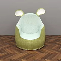 Green and Light Green Single Sofa with Ear Shaped Design Upholstered on Wooden Floor