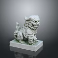 Traditional Stone Lion Sculpture Carving With Intricate Details On Solid Base