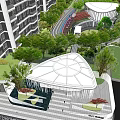 Residential Complex Layout with High-rise Buildings Central Green Space and Roads