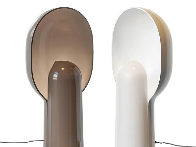Modern Minimalist Table Lamps With Brown And White Curved Shade And Cylindrical Base 3d model